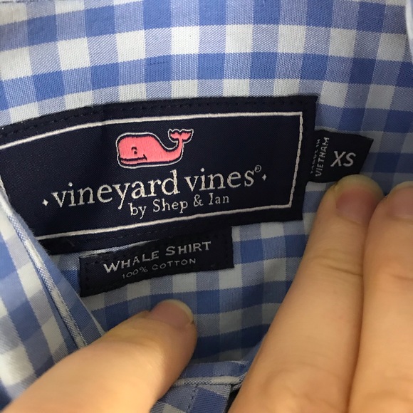 Vineyard Vines Whale Shirt Blue Gingham Plaid XS - Picture 4 of 7